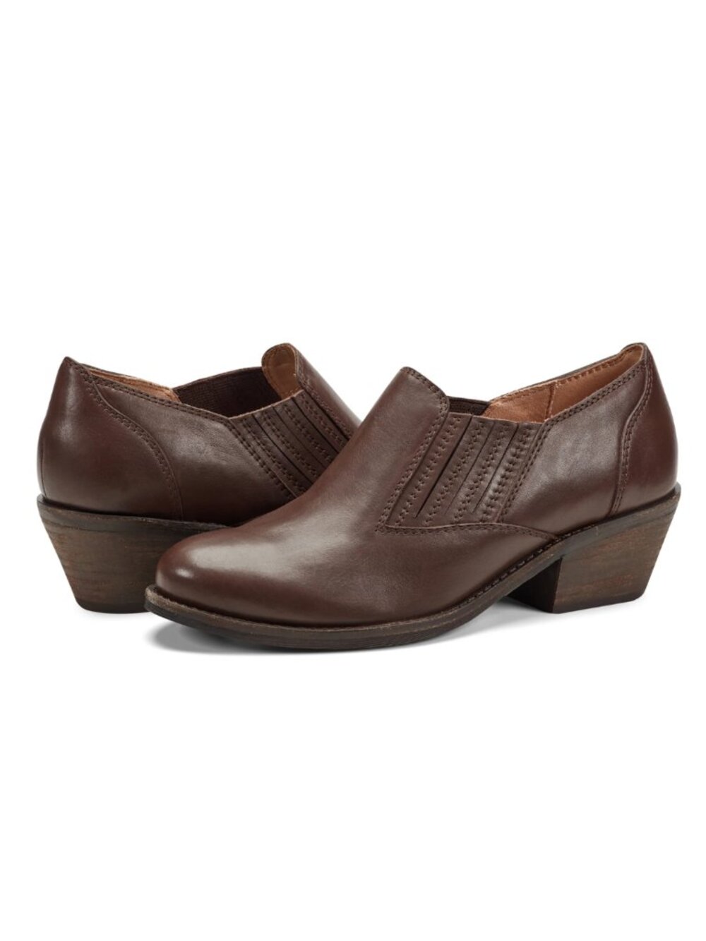 Earth Jalin Heeled Ankle Booties Brown Leather Shooties - Size 6.5M